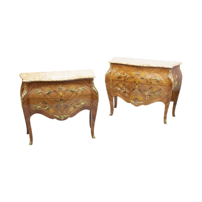 Paar Kommoden - Palisander - Louis XV Stil - Antiquitäten - Antik - Möbel