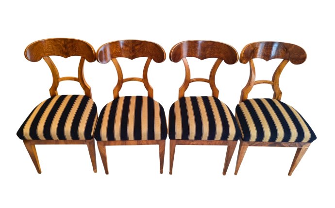 Schaufelstühle, 4er Set - Nussbaum - Biedermeier - Antiquitäten - Antik - Möbel