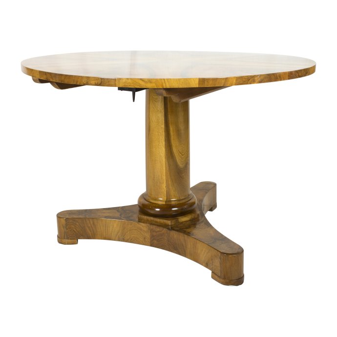 Tisch,rund - Nussbaum - Biedermeier - Antiquitäten - Antik - Möbel