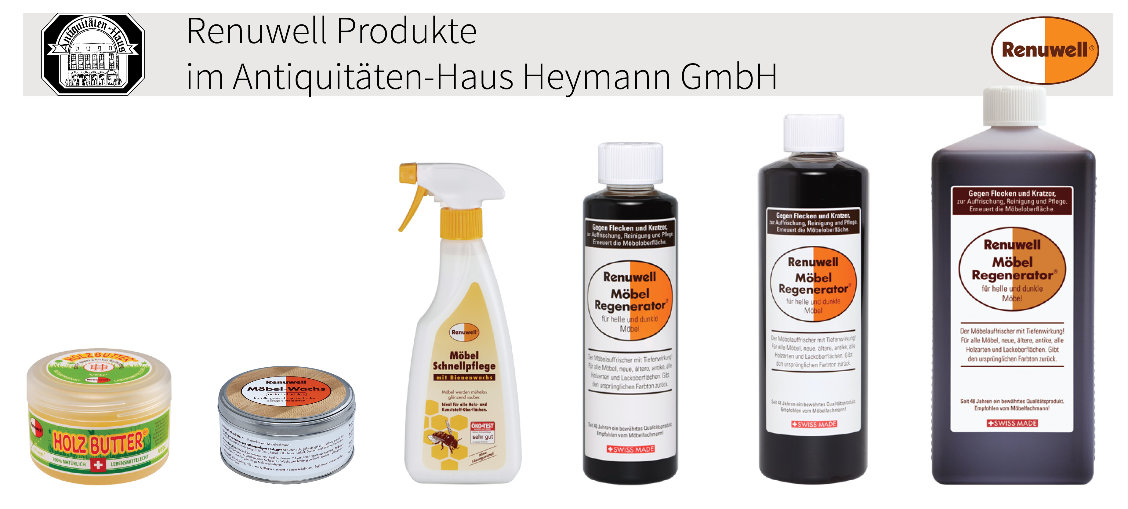 Renuwell Pflegeprodukte im Antiquitäten-Haus Heymann GmbH